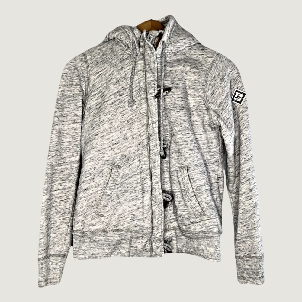 Hollister Hoodie M Gray Sherpa Lined Toggle Zip Front Jacket Marl Casual